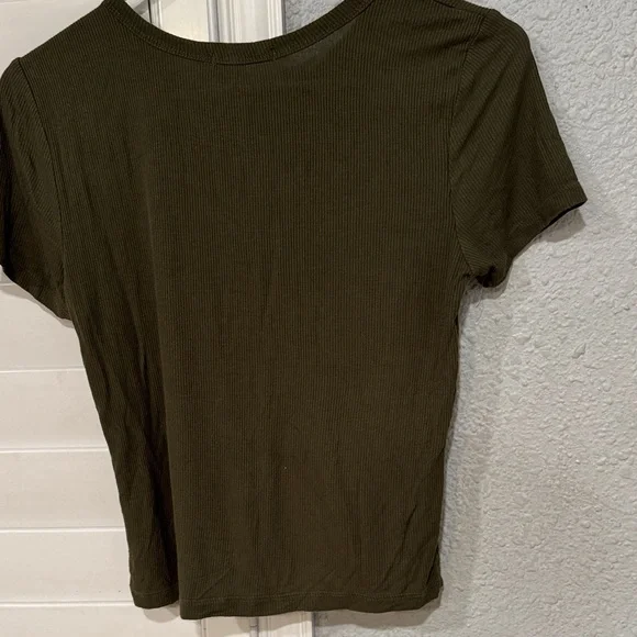 Timing Olive Green Ribbed Short Sleeve Tee - Picture 6 of 6